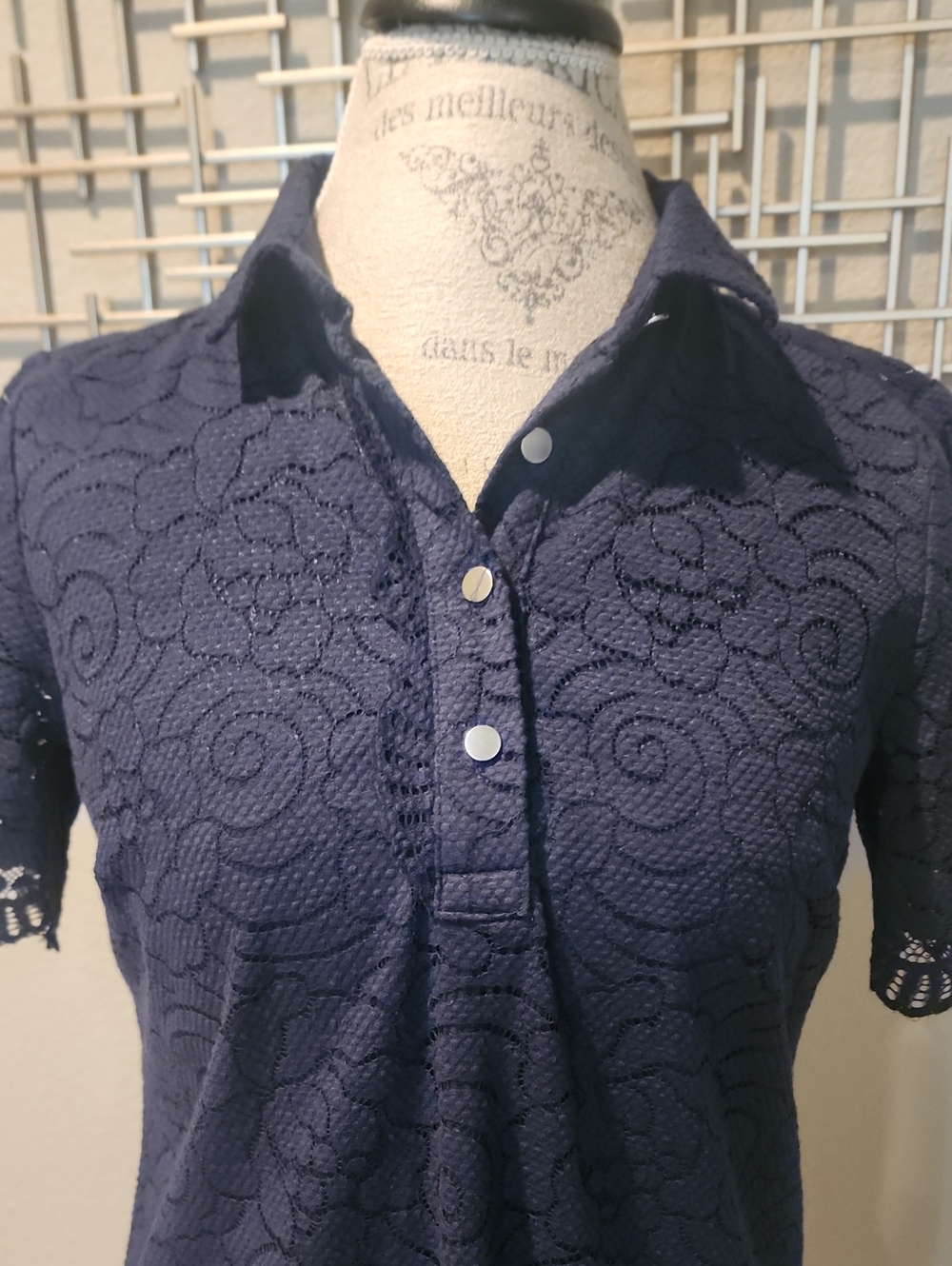 NWT Banana Republic Navy Lace Polo Dress Small